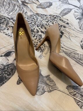 Vince Camuto Taupe Textured & Smooth Pointed-Toe Pumps